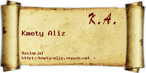 Kmety Aliz névjegykártya